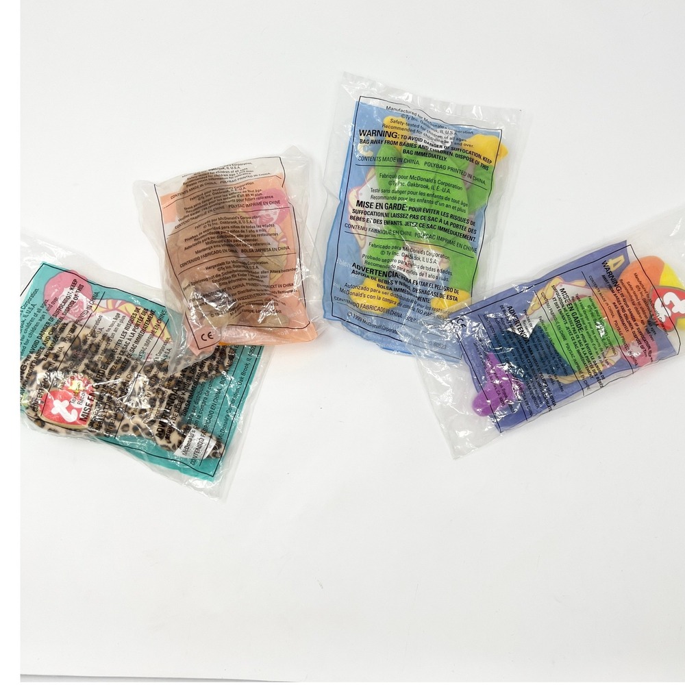 1999 McDonalds Teenie Beanie Babies Set of 4 Sealed Freckles Bongo Smoochy Inch - Picture 2 of 8